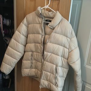 For Devin Forever 21 cream puffer jacket and Zara